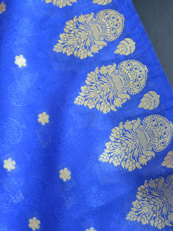 Art Silk Dupatta Vase Design on Border-Royal Blue