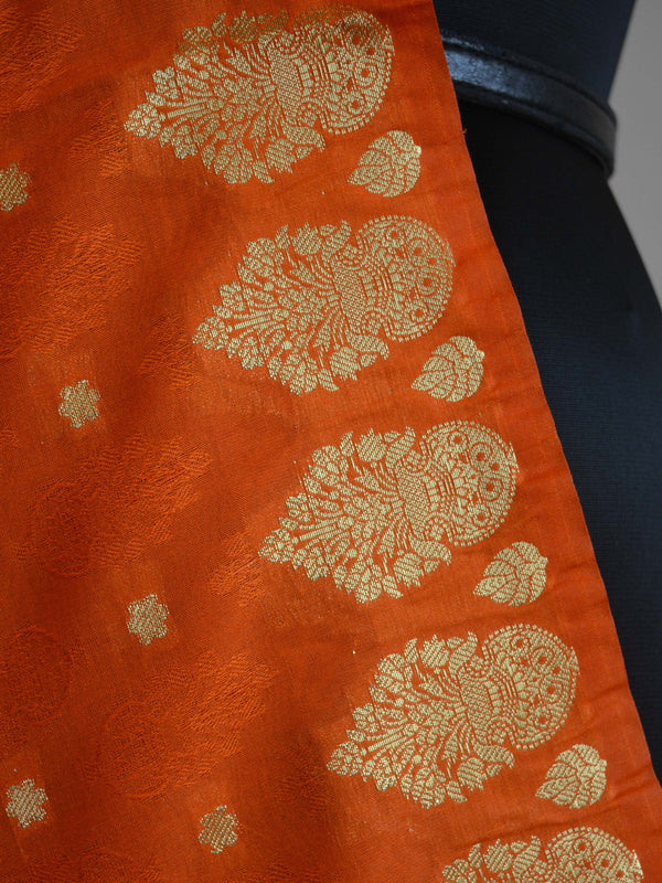 Art Silk Dupatta Vase Design on Border-Orange