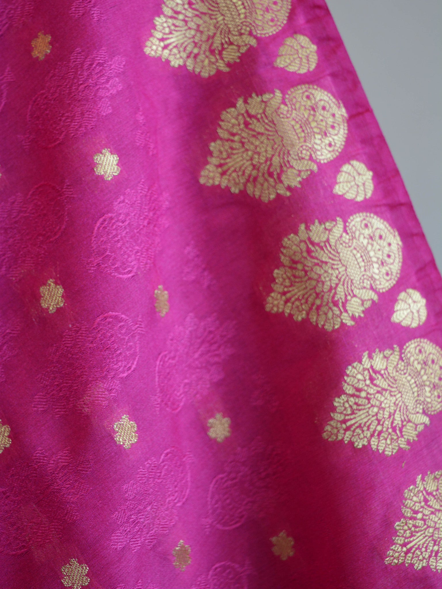 Art Silk Dupatta Vase Design on Border-Hot Pink
