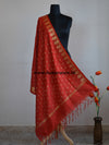 Art Silk Dupatta Vase Design on Border-Red