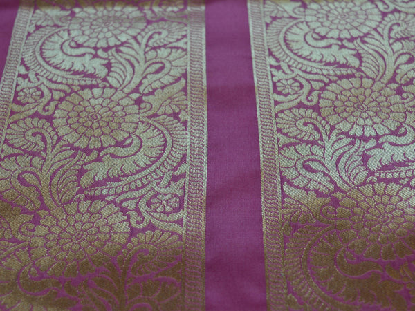 Banarasee/Banarasi Handwoven Art Silk Unstitched Lehenga & Blouse Fabric-Pink