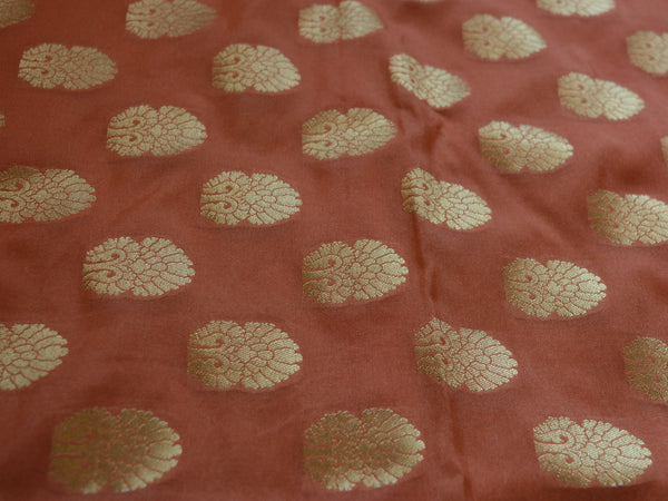 Banarasee/Banarasi Handwoven Art Silk Unstitched Lehenga & Blouse Fabric-Peach