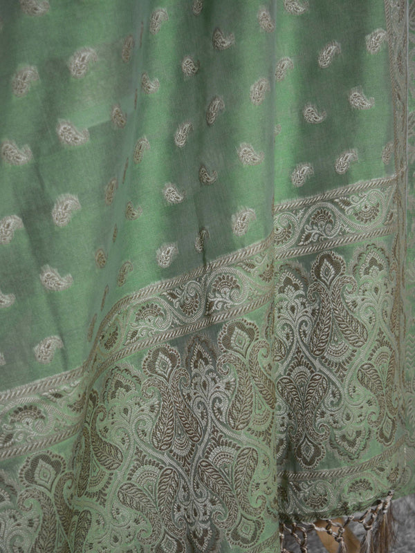 Banarasee/Banarasi Salwar Kameez Cotton Silk Resham Buti Woven Fabric-Green