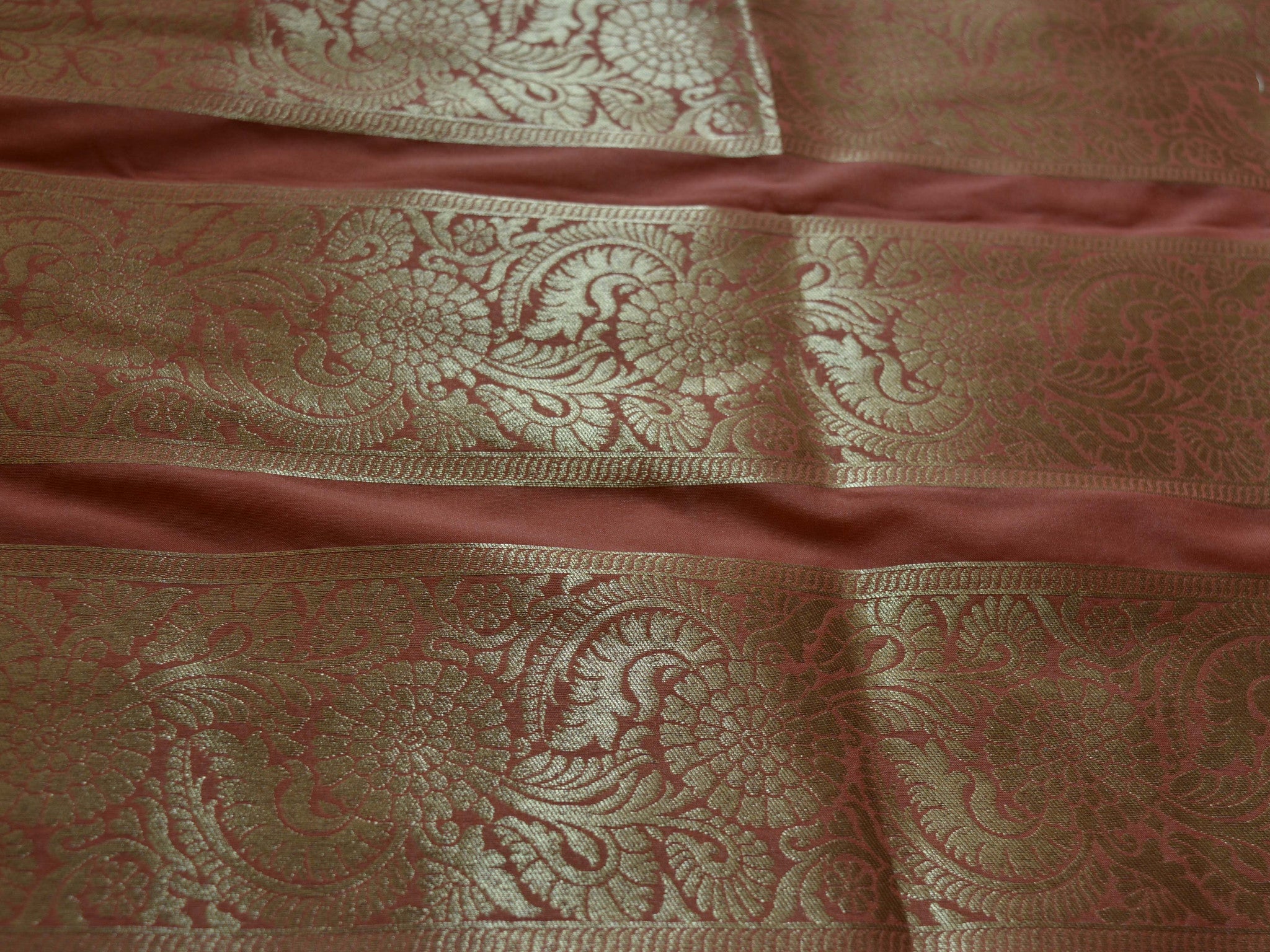 Banarasee/Banarasi Handwoven Art Silk Unstitched Lehenga & Blouse Fabric-Peach