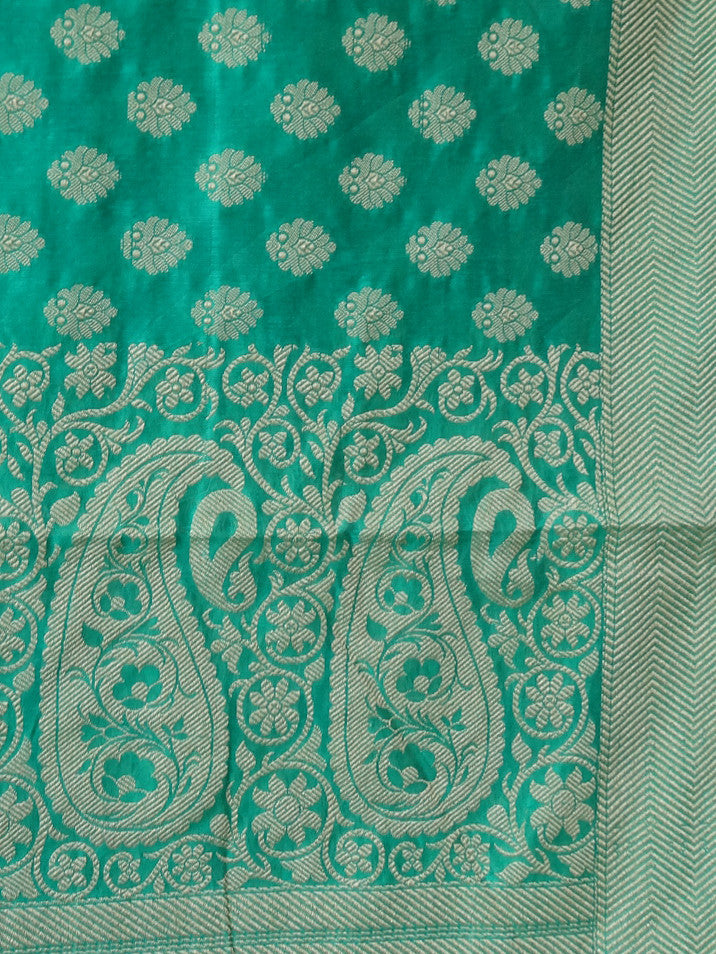 Banarasee/ Banarasi Cotton Silk Mix Resham Work Dupatta-Sea Green