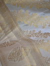 Banarasee Handloom Pure Silk Zari Woven Jaal Dupatta-Off White