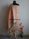 Banarasee/Banarasi Salwar Kameez Cotton Silk Resham Woven With Floral Jaal Design Fabric-Peach