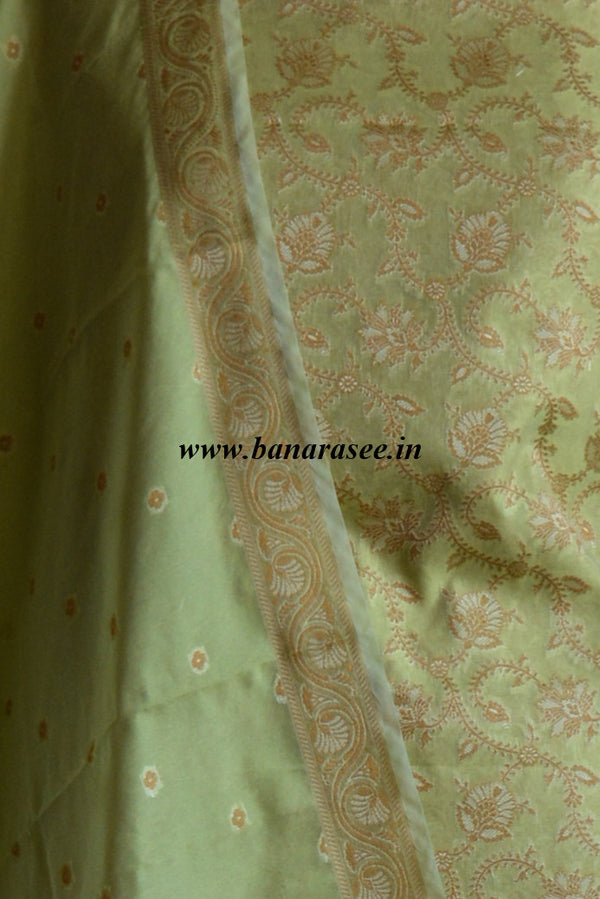 Banarasee/Banarasi Salwar Kameez Cotton Silk Resham Woven With Floral Jaal Design Fabric-Yellow