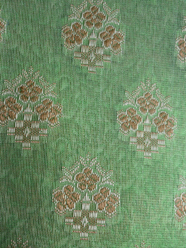 Banarasee/Banarasi Salwar Kameez Cotton Silk Resham Buti Woven Fabric-Green