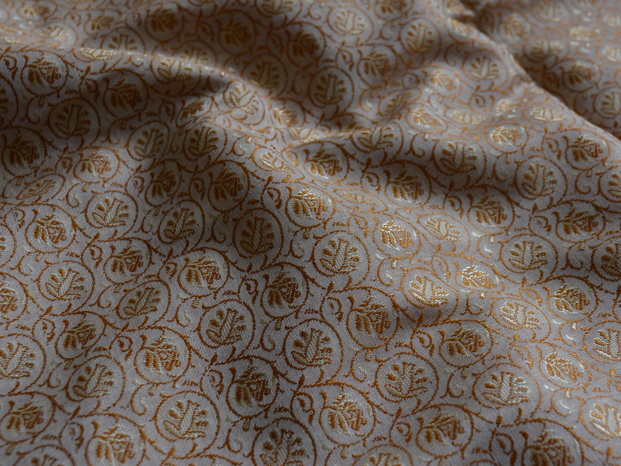 Banarasee/Banarasi Salwar Kameez Cotton Silk Resham Buti Woven Fabric-Off White