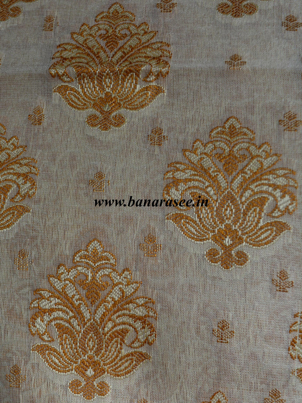 Banarasee/Banarasi Salwar Kameez Cotton Silk Resham Buti Woven Fabric-Off White