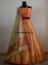 Banarasee/Banarasi Handwoven Art Silk Unstitched Lehenga & Blouse Fabric-Peach