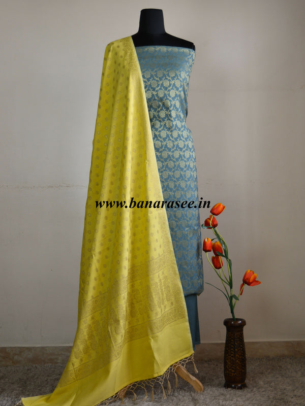 Buy Blissta Women's Yellow South Slub Cotton Handwork Dress Material Having  Banarasi Dupatta at Amazon.in
