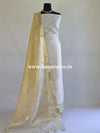 Banarasee Pure Handloom Chanderi Salwar Kameez Fabric With Gold Tissue Dupatta-White