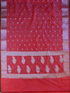 Banarasee Handwoven Semi-Chiffon Saree With Silver Zari-Peach