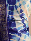 Banarasee Blue Shibori Dyed Chanderi Salwar Kameez Fabric With Cotton Silk Dupatta-White