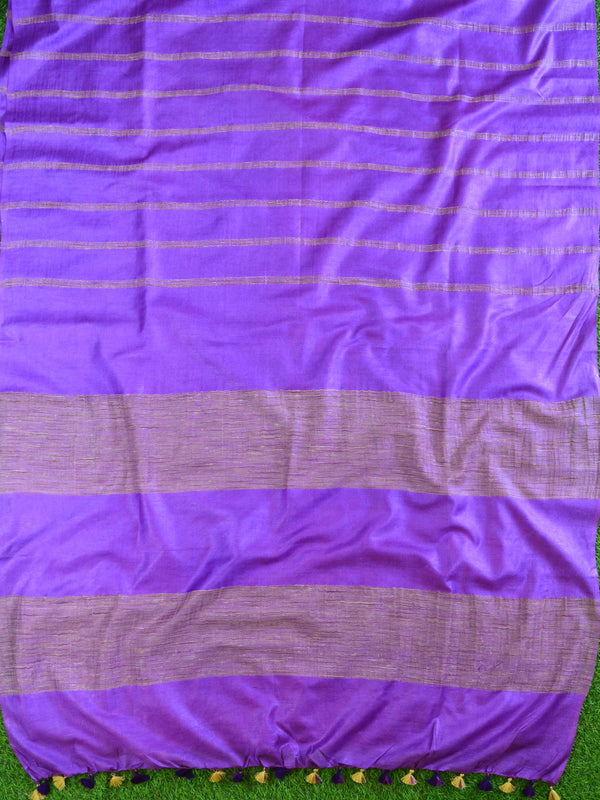 Bhagalpur Cotton Silk  Ghichha Work Saree-Purple