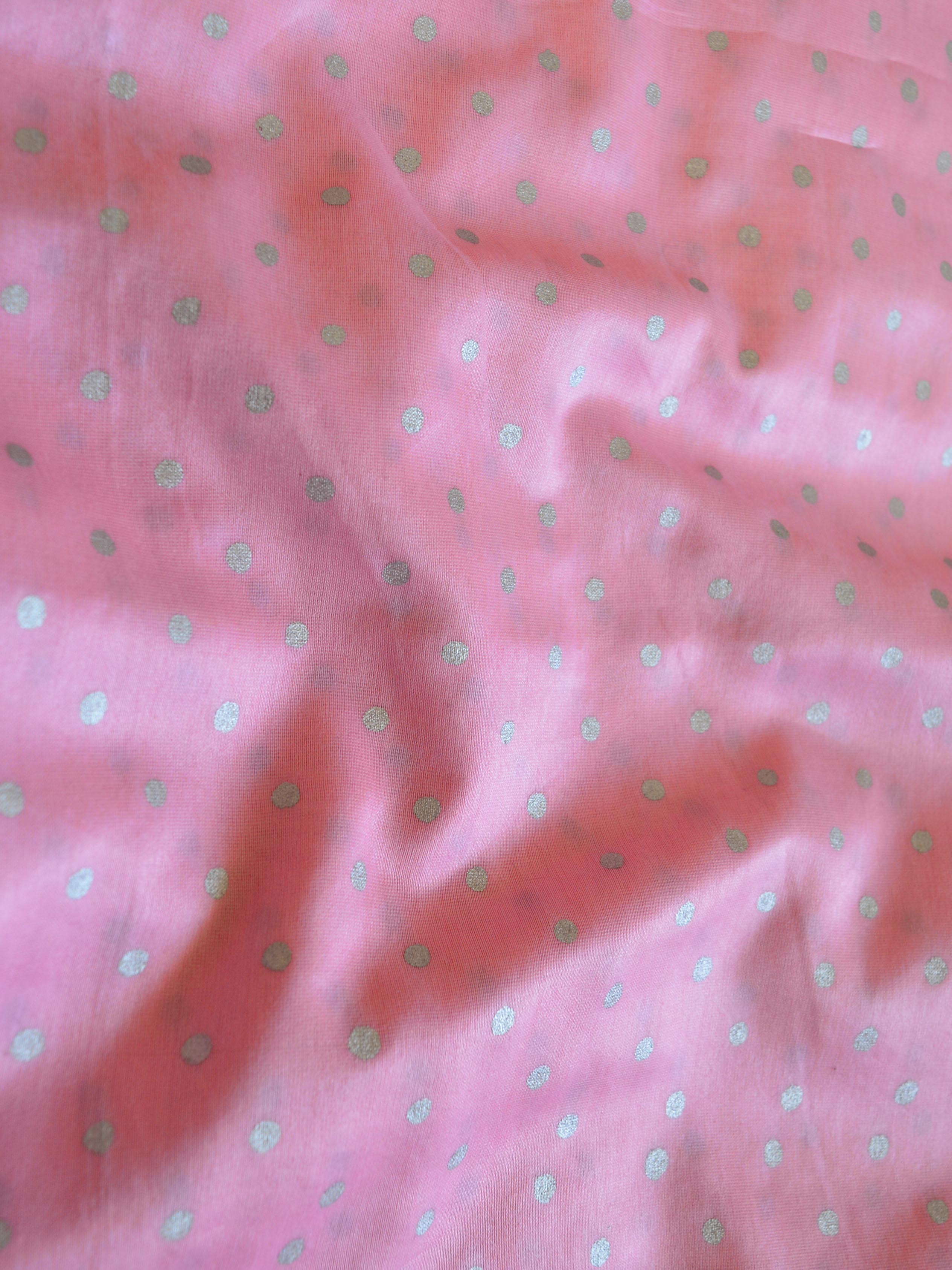 Banarasee Handloom Pure Linen Shibori Dye Silver Border Saree-Pink & Blue