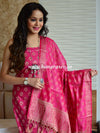 Banarasee Salwar Kameez Cotton Silk Resham Buti Woven Fabric-Pink