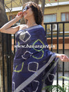 Bhagalpur Handloom Pure Linen Cotton Shibori Dyed Batik Pattern Saree-Blue
