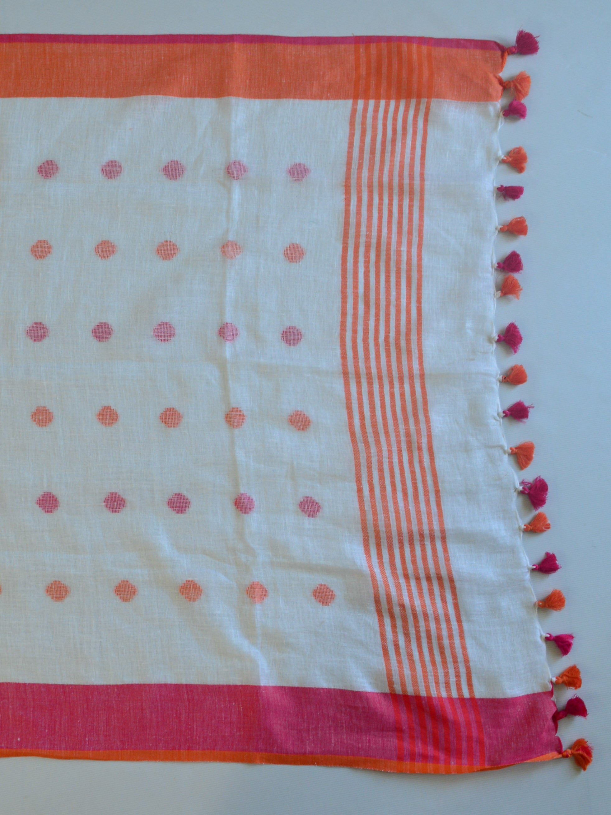 Bhagalpuri Pure Ikkat Kameez With White Linen Dupatta-Pink