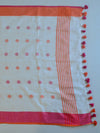 Bhagalpuri Pure Ikkat Kameez With White Linen Dupatta-Pink