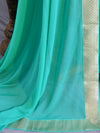 Banarasee Salwar Kameez Semi Katan Silk Fabric With Zari & Resham Design & Chiffon Dupatta-Sea Green