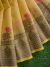 Banarasee Chanderi Cotton Saree With Resham Buti & Border-Beige