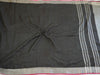 Banarasee Handloom Pure Linen Saree With Pink Brocade Blouse-Black