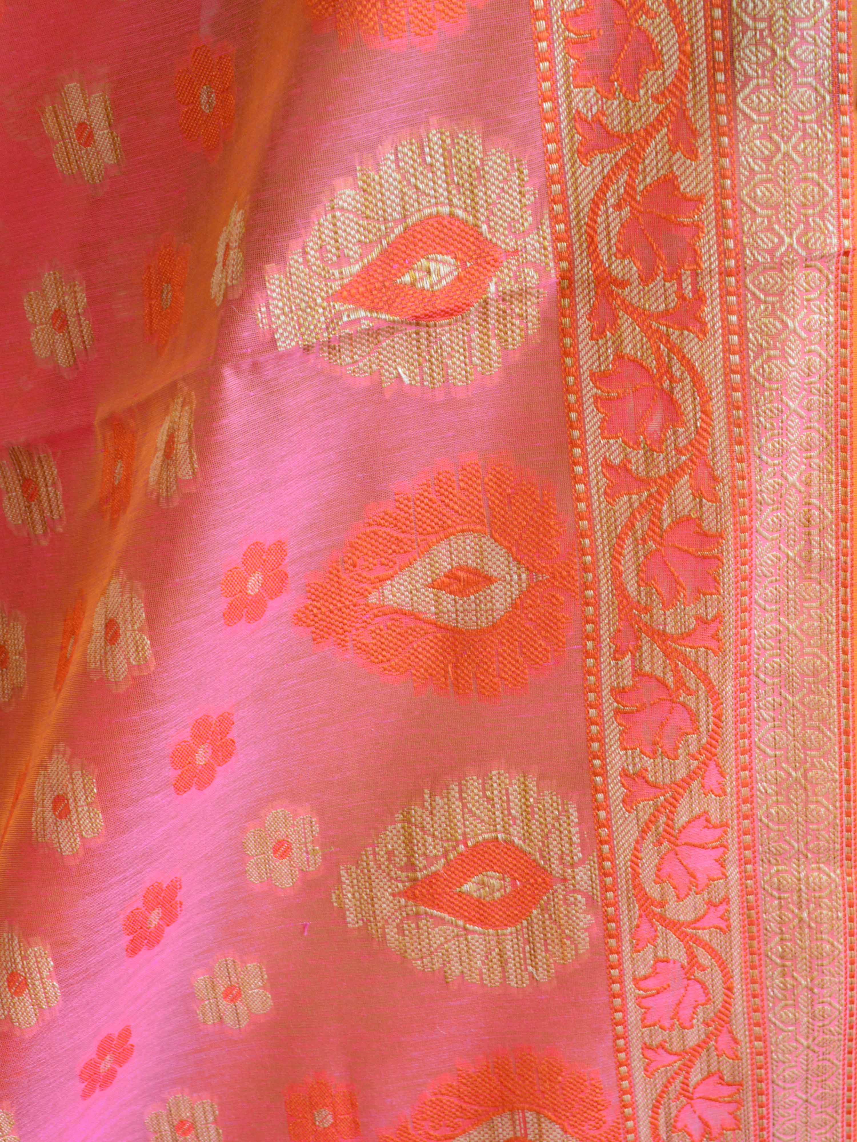 Banarasee Cotton Silk Resham Work Dupatta-Pink