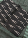 Banarasee Handloom Khadi Black Border Saree With Black Blouse-Sea Green