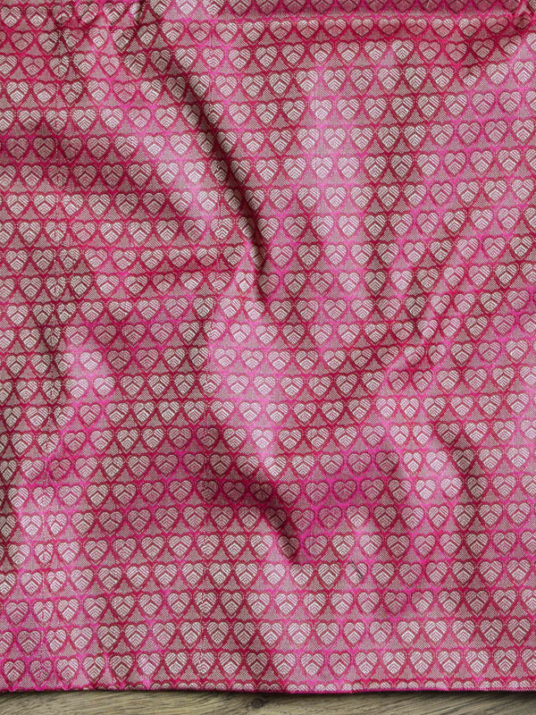 Banarasee Salwar Kameez Cotton Silk Resham Buti Woven Fabric-Pink