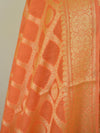 Banarasee Salwar Kameez Cotton Silk Gold Zari Buti Woven Fabric-Coral
