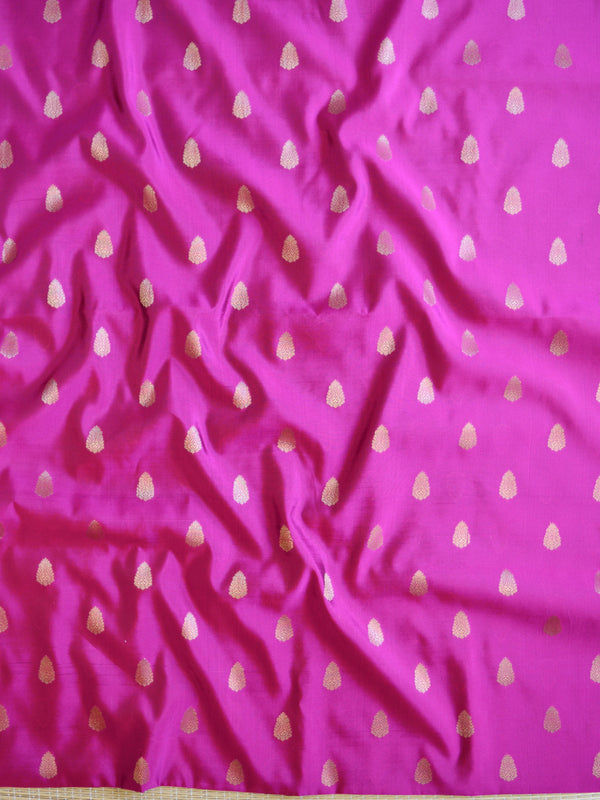 Banarasee Brocade Salwar Kameez Fabric With Organza Dupatta-Pink & Blue