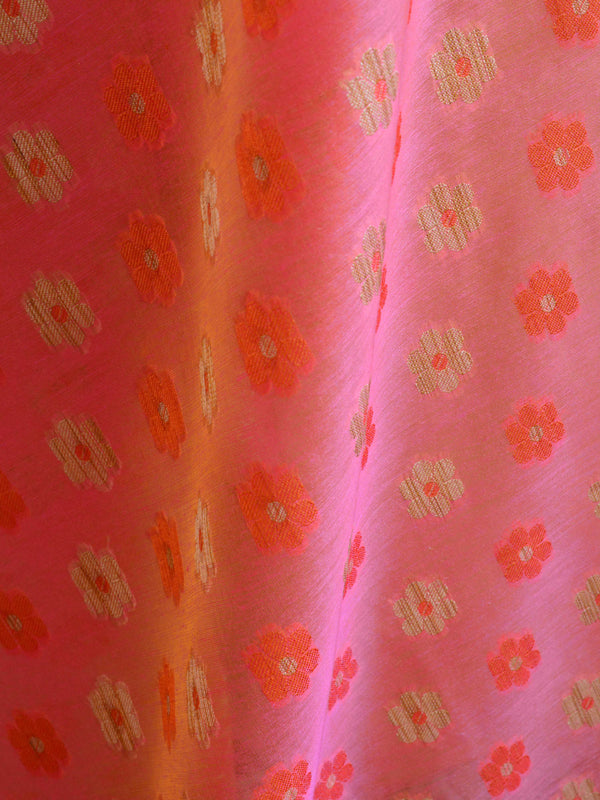 Banarasee Cotton Silk Resham Work Dupatta-Pink