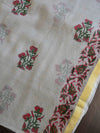 Kota Doria Block Printed Salwar Kameez Dupatta Set-White