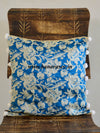 Banarasee Resham Brocade Piping & Pom-Pom Detail Cushion Cover-Beige & Blue