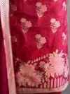 Banarasee Salwar Kameez Semi Katan Silk Fabric With Zari & Resham Design & Chiffon Dupatta-Maroon