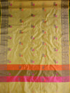 Banarasee Chanderi Cotton Saree With Resham Buti & Border-Beige