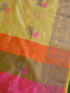 Banarasee Chanderi Cotton Saree With Resham Buti & Border-Beige
