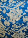 Banarasee Resham Brocade Piping & Pom-Pom Detail Cushion Cover-Beige & Blue