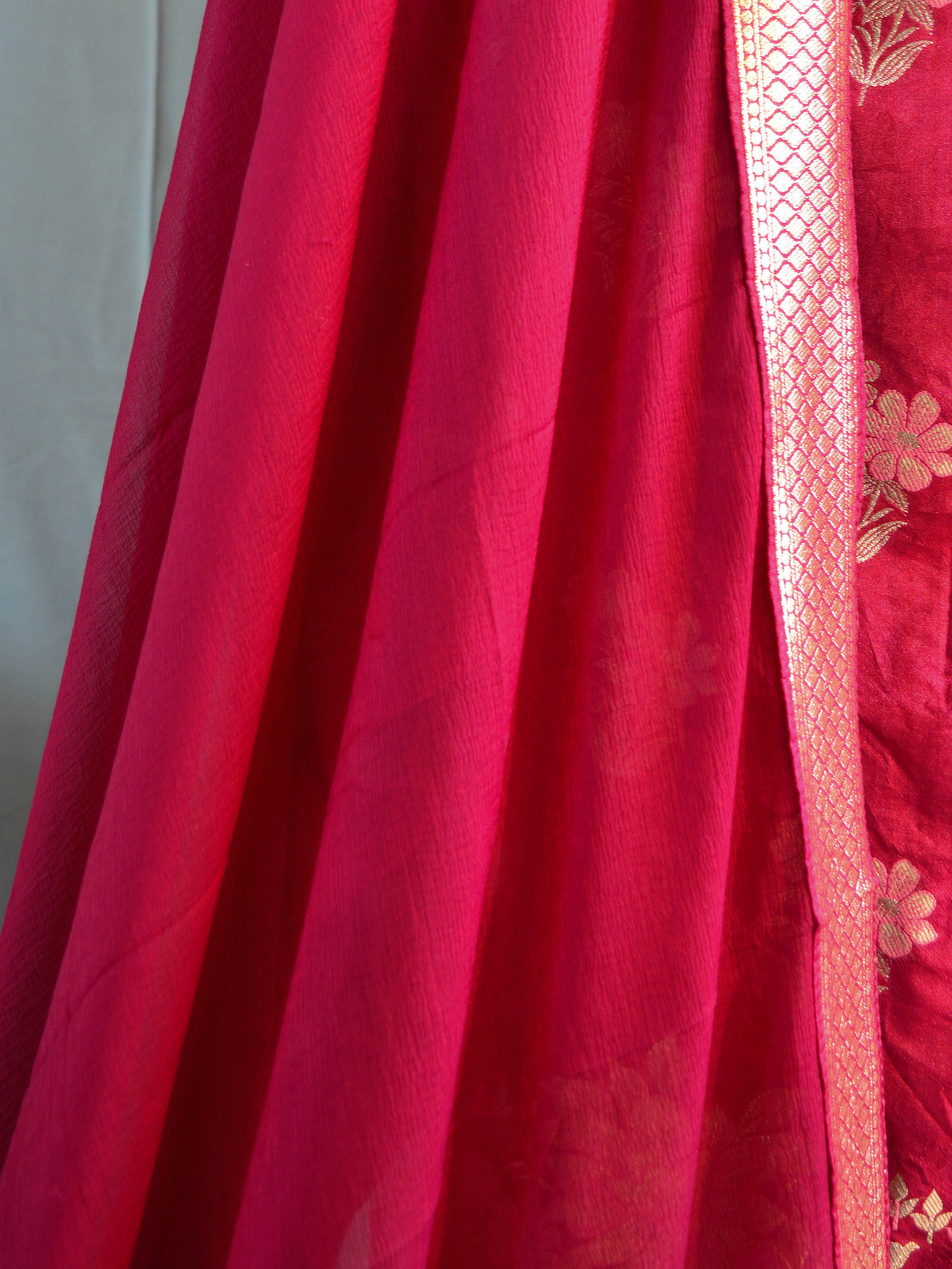 Banarasee Salwar Kameez Semi Katan Silk Fabric With Zari & Resham Design & Chiffon Dupatta-Maroon