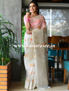 Banarasee Organza Mix Saree With Meenakari Work -White