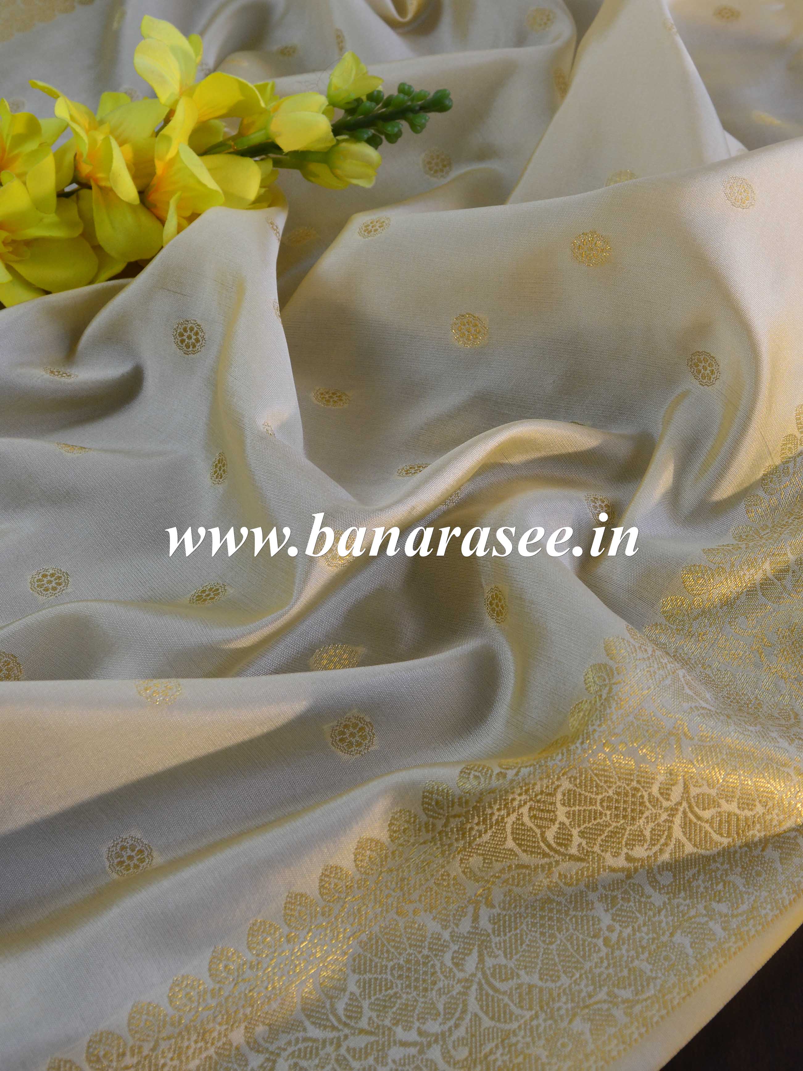 Banarasee Art Silk Buti Design Dupatta-White