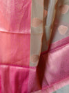 Banarasee Organza Mix Saree With Drop Buta Design & Broad Border-Beige