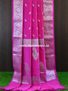 Banarasee Handwoven Semi-Chiffon Saree With Silver Zari-Pink