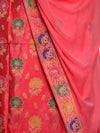 Banarasee Salwar Kameez Semi Katan Silk Zari Buti Fabric With Chiffon Dupatta-Peach