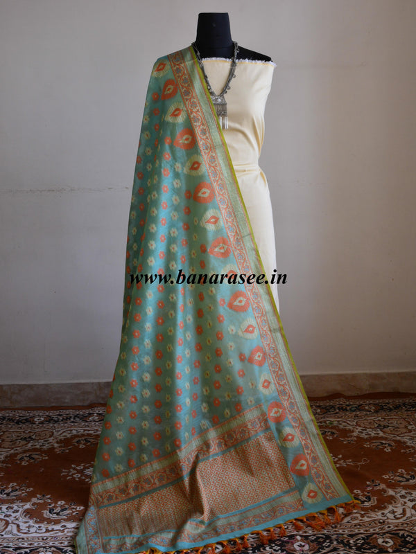 Banarasee Cotton Silk Resham Work Dupatta-Blue