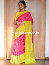 Banarasee Handwoven Semi Silk Saree With Contrast Border-Yellow & Pink