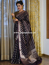 Banarasee Handwoven Semi Silk Saree With Stripes Design-Brown(Pink Tone)
